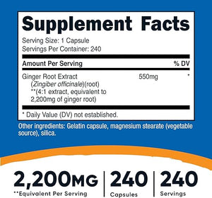 NUTRICOST GINGER ROOT EXTRACT 2200 MG 240 CÁPSULAS