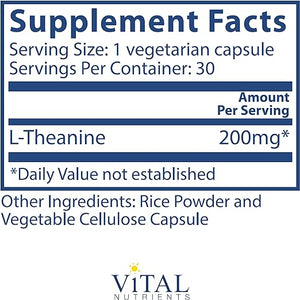 VITAL NUTRIENTS • L-THEANINE 200 MG 30 CAPSULES