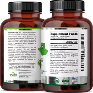 ZAZZEE NATURALS • WILD LETTUCE EXTRACT 500 MG 120 CAPSULES