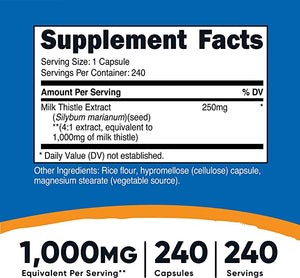 Nutricost Milk Thistle 1000 mg 240 Cápsulas